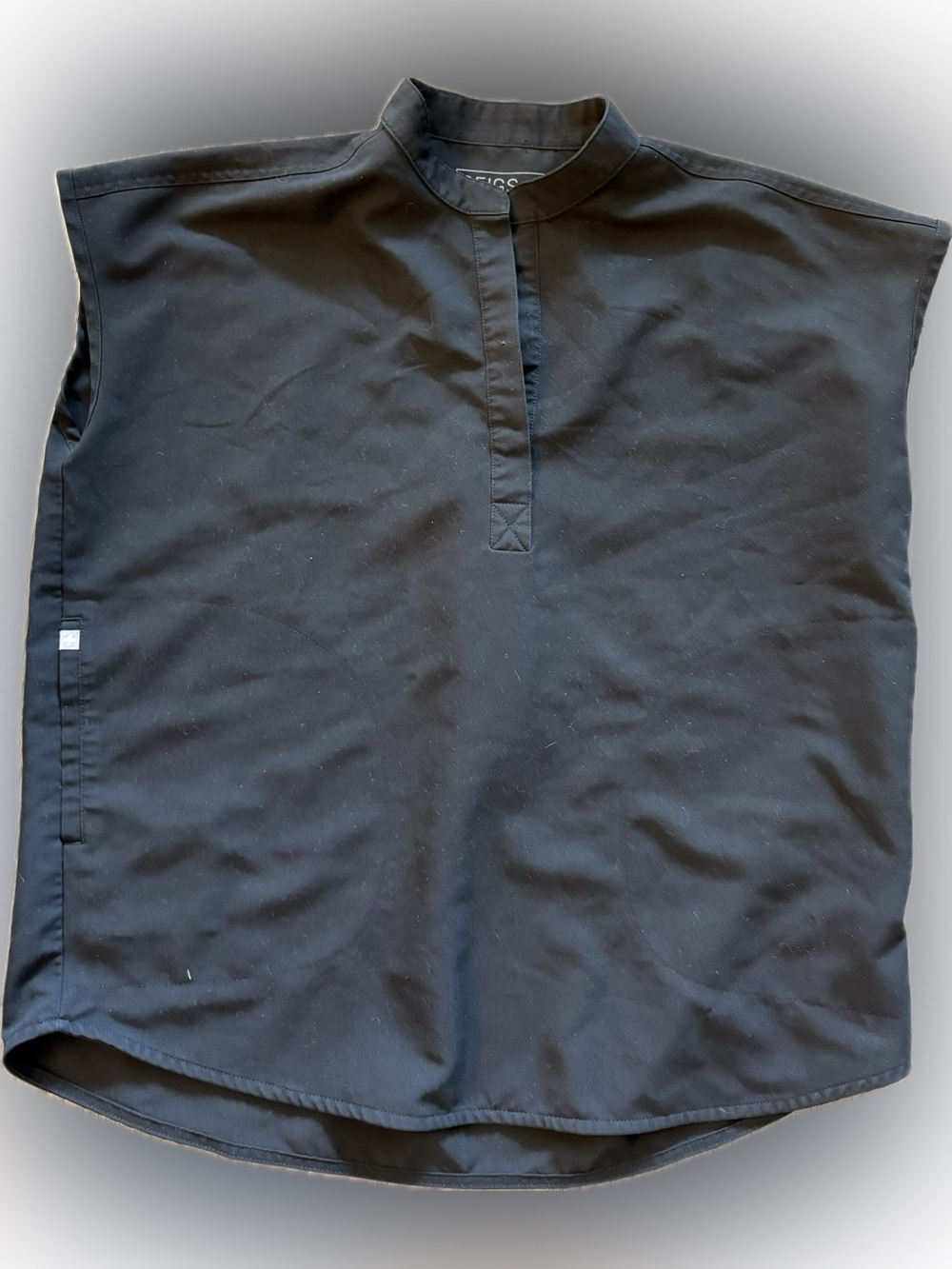 FIGS Technical Oversized Black Mandarin Collar Shirt